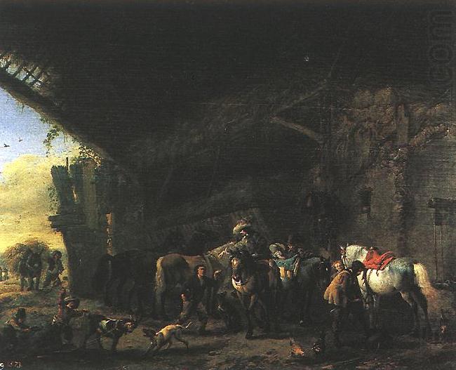 Scene in front of an Inn wet, WOUWERMAN, Philips